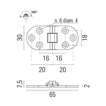 Scharniere Messing 65x30mm