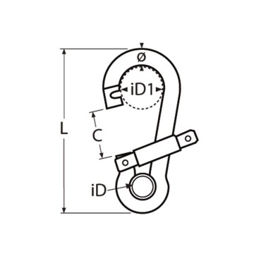 Mousqueton inox à oeil ouverture totale