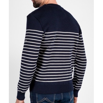 Pull marin en laine Saint-James pour homme, Binic, Marine/Ecru