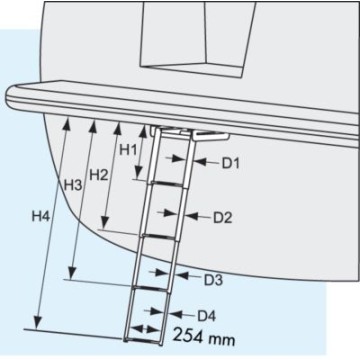 Echelles téléscopiques 4 marches inox 316 pour plate-forme