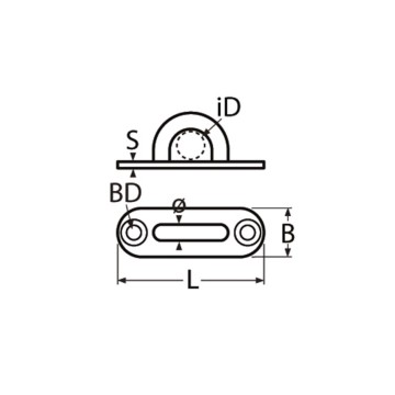 Pontet inox A4 sur platine ovale