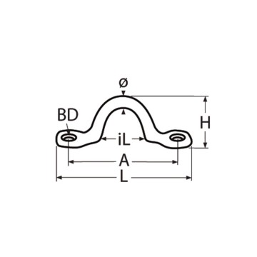 Pontet inox 50x18mm Ø5mm