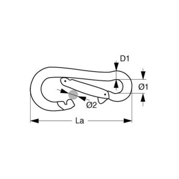 Mousqueton pompier inox ouv.totale