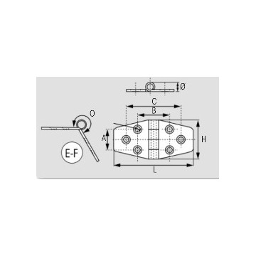 Charnière inox 76x40 mm