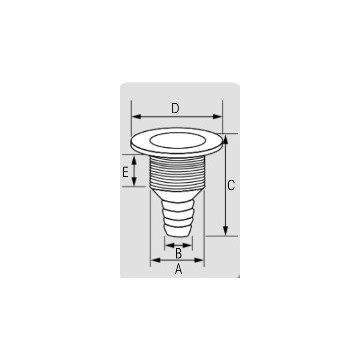 Thru-hull fittings with flush flange