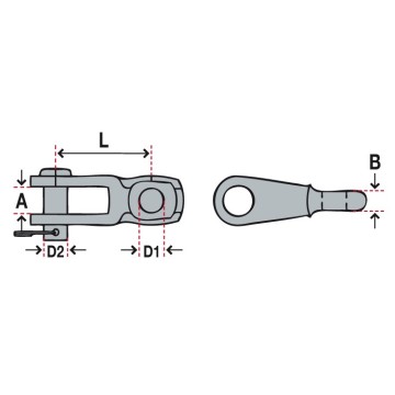 Toggle, Auge / Gabel Gibb Rigging