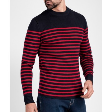 Pull marin cintré Saint James pour homme, Rochefort R, Navy/Medoc