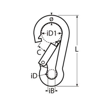 Mousqueton sans oeil en inox Ø13mm 160mm