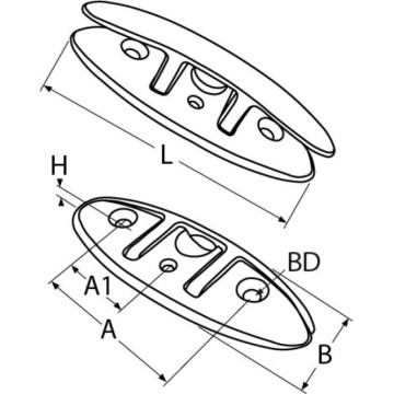 Edelstahl-Klappklampe Schraubbohrung