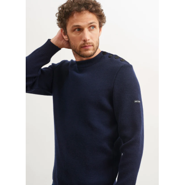 Pull marin en laine Saint James pour Homme, Cancale, Marine