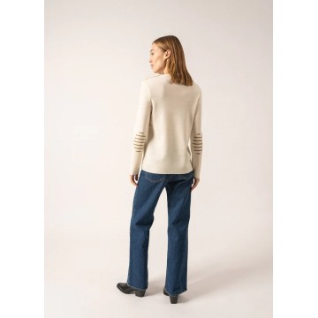 Pull marin pure laine uni femme Brégançon, Saint James, Ecume