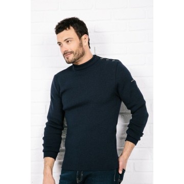 Pull marin Saint James Matelot cintré, uni bleu marine