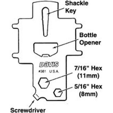 Clé inox universelle pour nable de pont DAVIS #381