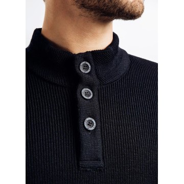 Pull Saint James Bourboule, col montant boutonné